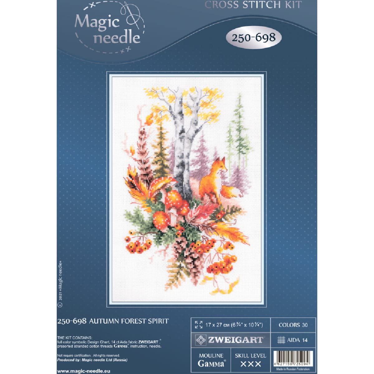 Magic Needle 250-698 ZW Herbst Waldseele Counted Cross Stitch Kit Zweigart Edition Cotton Multi-Coloured 17 x 27 cm - Image 2