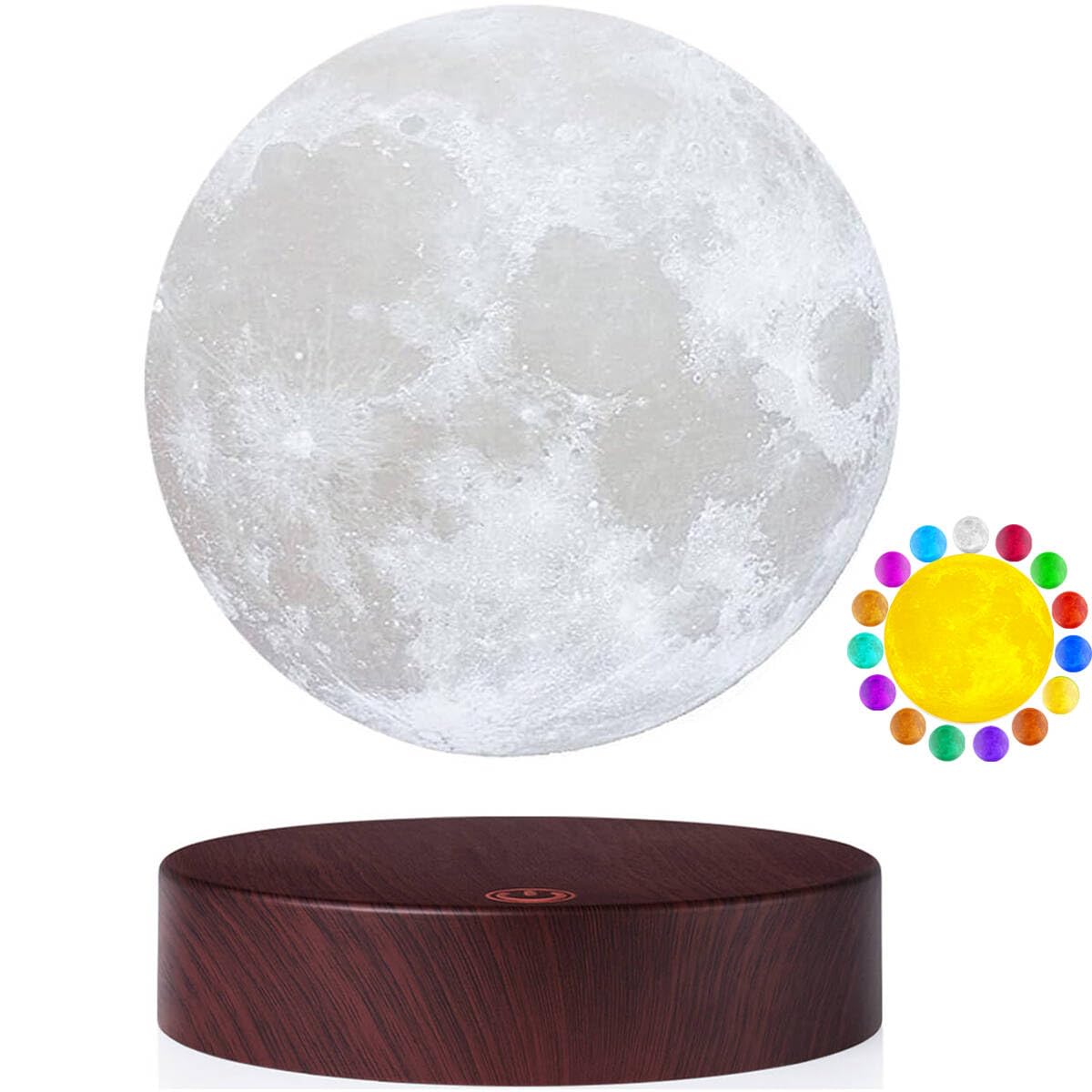 Lampe lunaire lévitante, flottant et tournant librement avec une base en bois de luxe et une lumière 3D à LED Moon, pour des cadeaux uniques, une décoration d'intérieur, une veilleuse