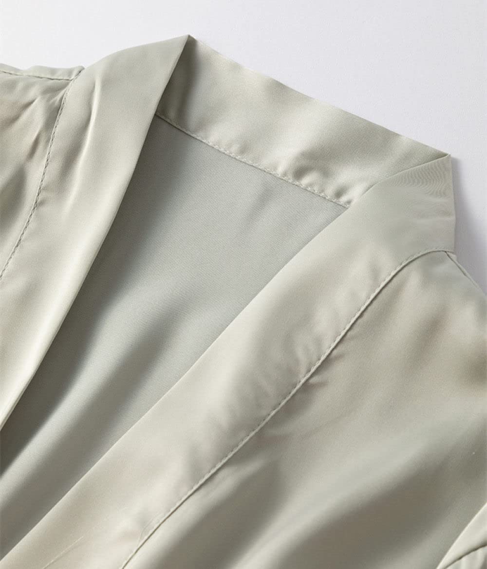 Accappatoio Donna,2 Pezzi Set Kimono In Raso Accappatoio Con Volant Sexy Pizzo A Rete Ritaglio Spacco Laterale Camicia Da Notte Senza Schienale Vestaglia Leggera Vestaglia Da Sposa Bademantel Damen,