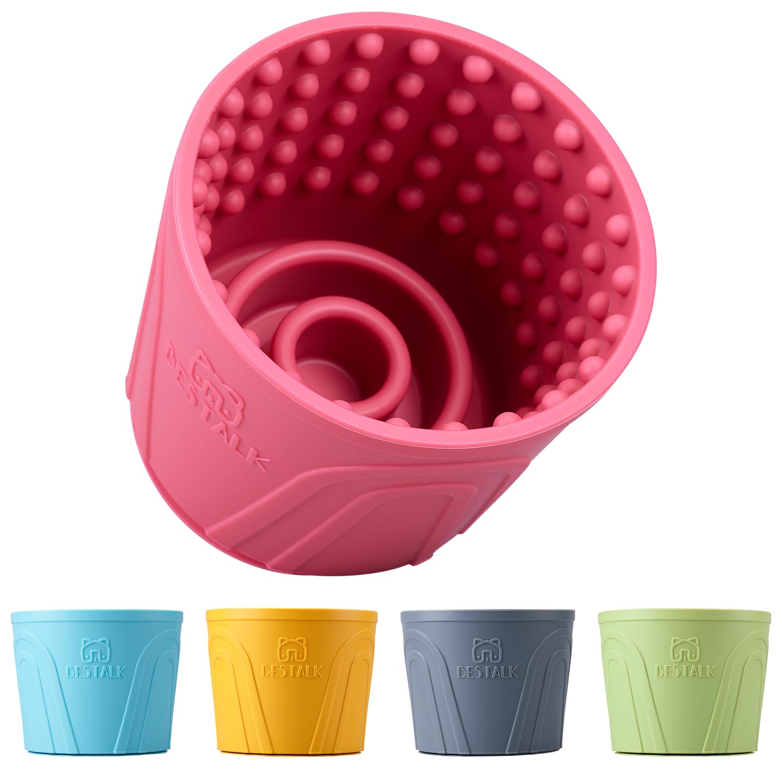 Anxiety Relief Slow Feeder Dog Lick Mat Treat Dispenser, Non-Slip Licking Bowl - Dog Enrichment Toys for Small, Medium & Large Breeds, BPA Free Silicone (Rose, M-L)