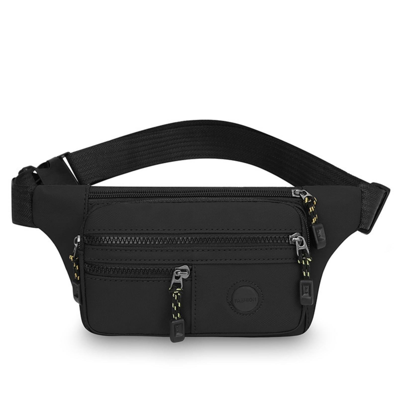 Hixingo Bum Bag for Men Women Waterproof, Bumbag Large with Zipper Lightweight Waist Pack with Adjustable Belt for Sports Running Hiking Walking Travel (Black,18x13x3cm)