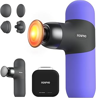 RENPHO Mini Thermal Massage Gun with Heat, Mothers Day Gifts, Portable Deep Tissue Percussion Massager with 4 Heads for Neck & Back Comfort, Ultra-Quiet for Home, Office & Travel, Carry Case