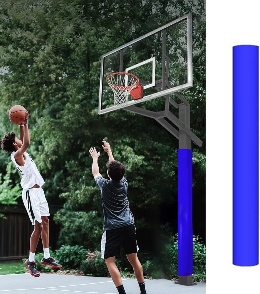 2m/6.6ft Tall Post Padding Safety Post Wrap Around for Player Protection, Outdoor Basketball Hoop Padded Pole Column Cover for Playgrounds/Sports Court,Blue,20x20cm/7.8x7.8''
