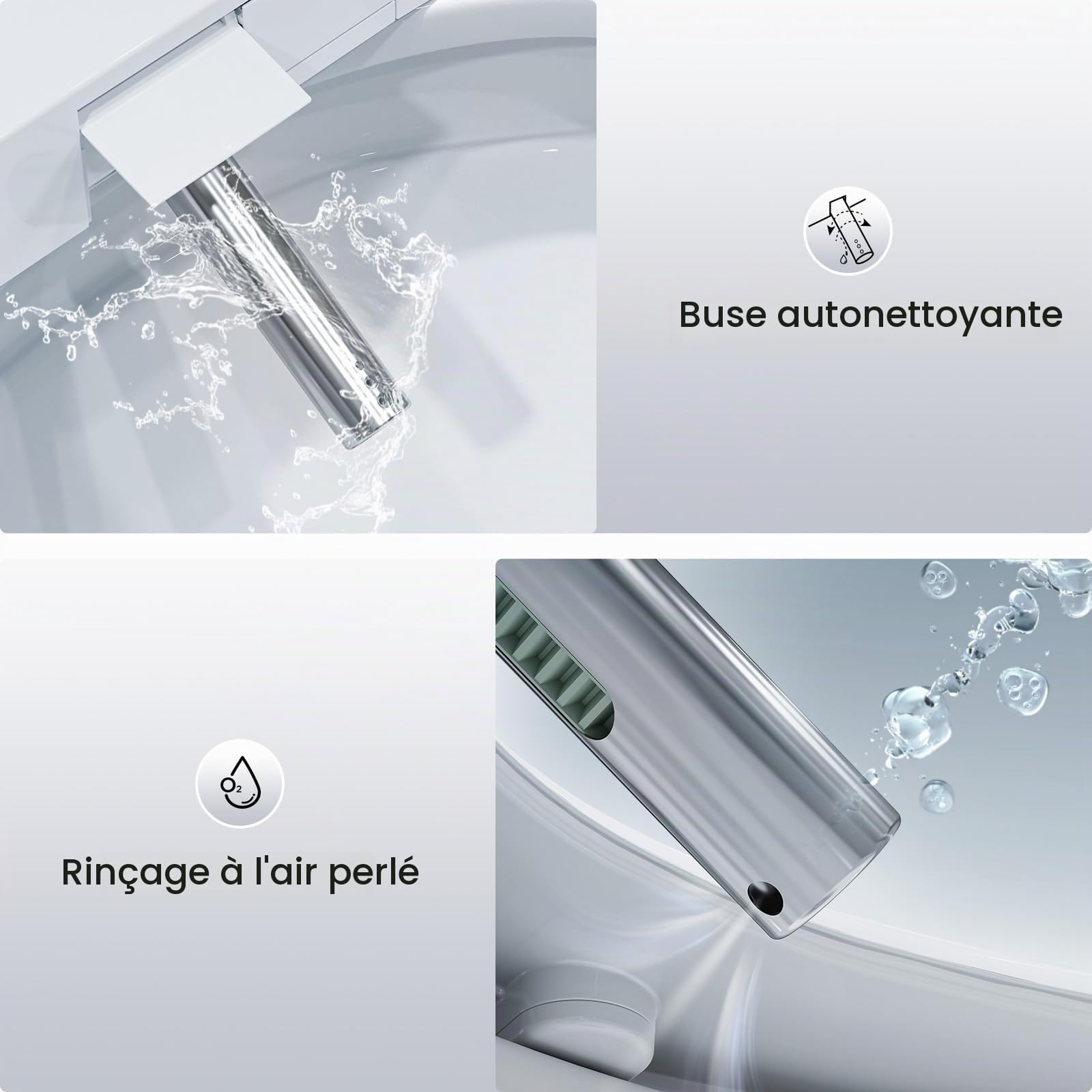 Siège de Toilette Bidet Électronique avec Buse, Intelligent Abattant WC Désodorisante, Toilette Japonaise avec Veilleuse LED, Siège Chauffant, Séchage à l'air Chaud et les Soins Intimes