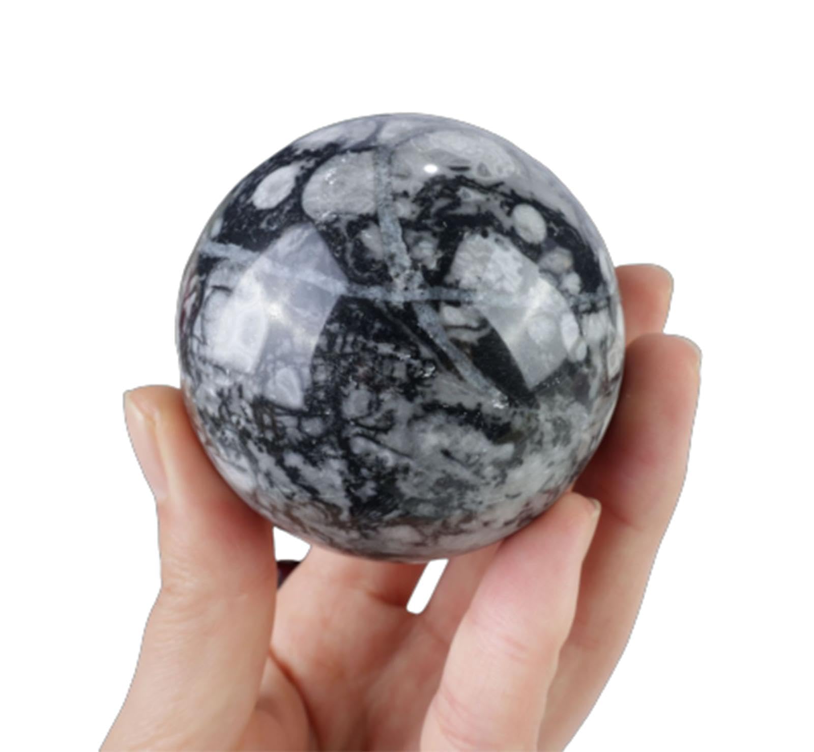 BHBHCPZGR Crystal Shell Stone Sphere Quartz Ball Ornament Gemstone Sculpture Figurine for Decoration Fengshui,60-70mm