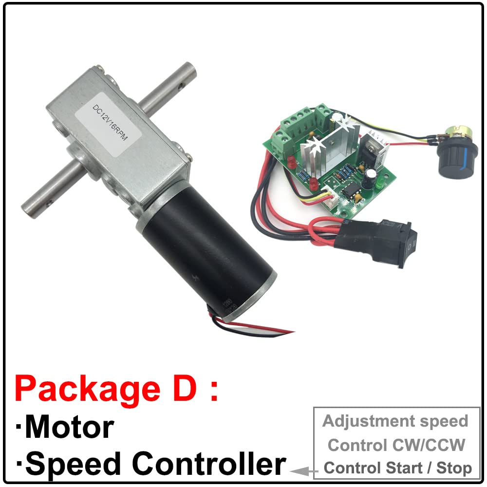 Doppelwellen-Schneckengetriebemotor mit hohem Drehmoment, 24 V, 12 Volt, 5–470 U/min, selbsthemmend, einstellbare Geschwindigkeit, umgekehrt, for automatische Wäscheständer (Size : 12v 40rpm 32kg.cm