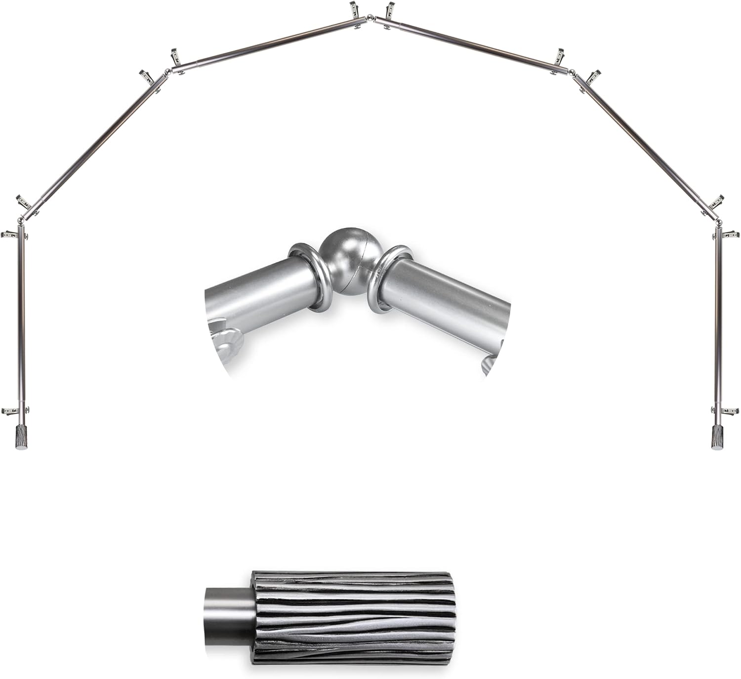 A&F Rod Décor - Pine 13/16" 6-Sided Bay Window Curtain Rod - Satin Nickel