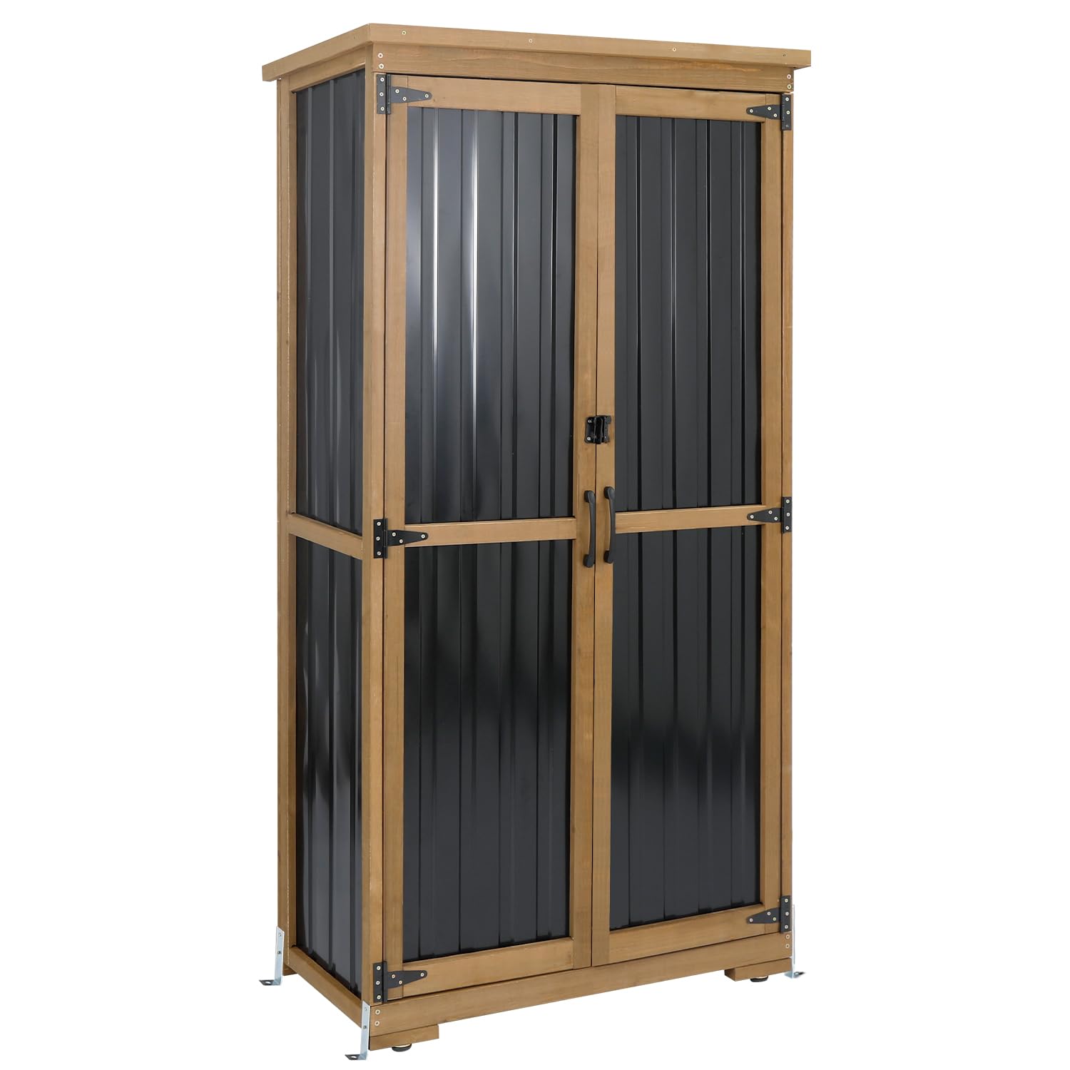 Outdoor Storage Cabinet with Shelves, Weatherproof Tool Shed for Patio