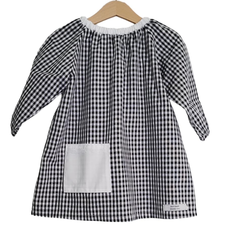 Bata infantil guardería tela vichy de algodón Talla 2/3 años (Talla 1-2)