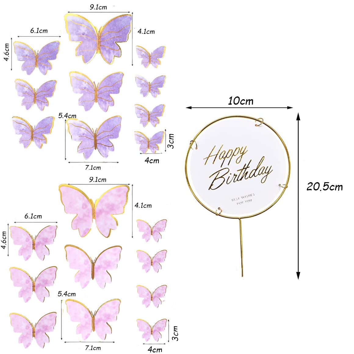 CHIHOLEN Taartdecoratie - 55 Stuks Bloemen & Vlinders