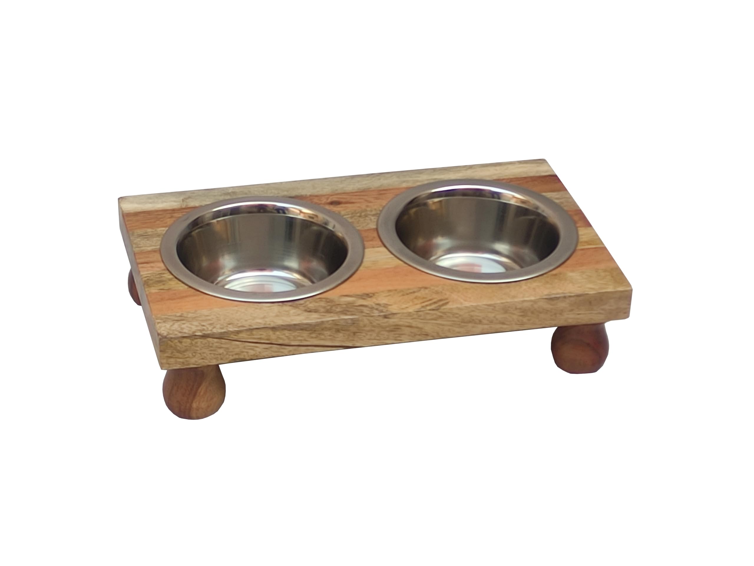 SUGAN Cat Feeder | Double Bowl Food Cat Feeder Detachable Stainless Steel Bowl with Wooden Stand for Kitten and Cats (Small) (B0D226GDMH) Amazon Price History, Amazon Price Tracker