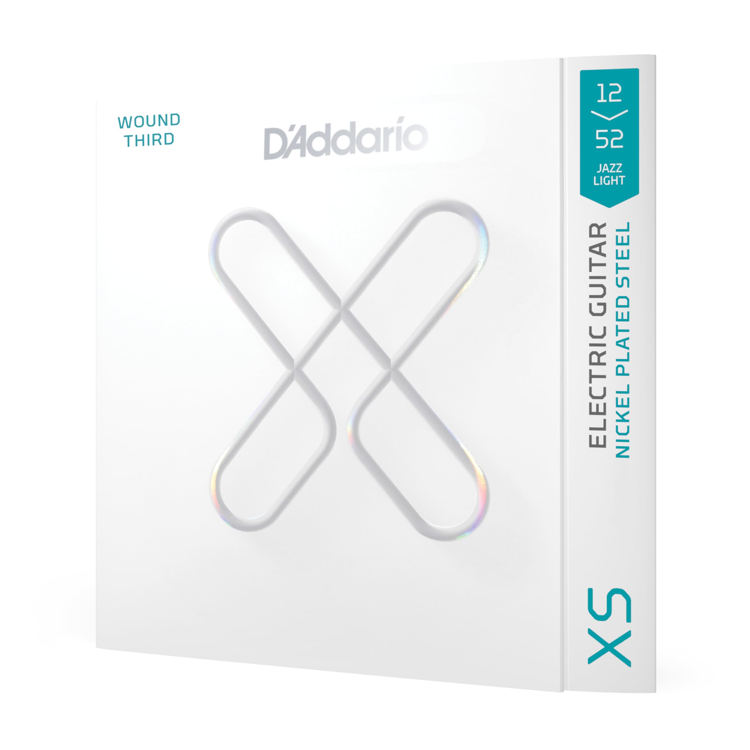 D'Addario Electric Guitar Strings, XS Nickel Coated, XSE1252W, Light Gauge Wound Third 12-52, 6-String Set, Pack of 1