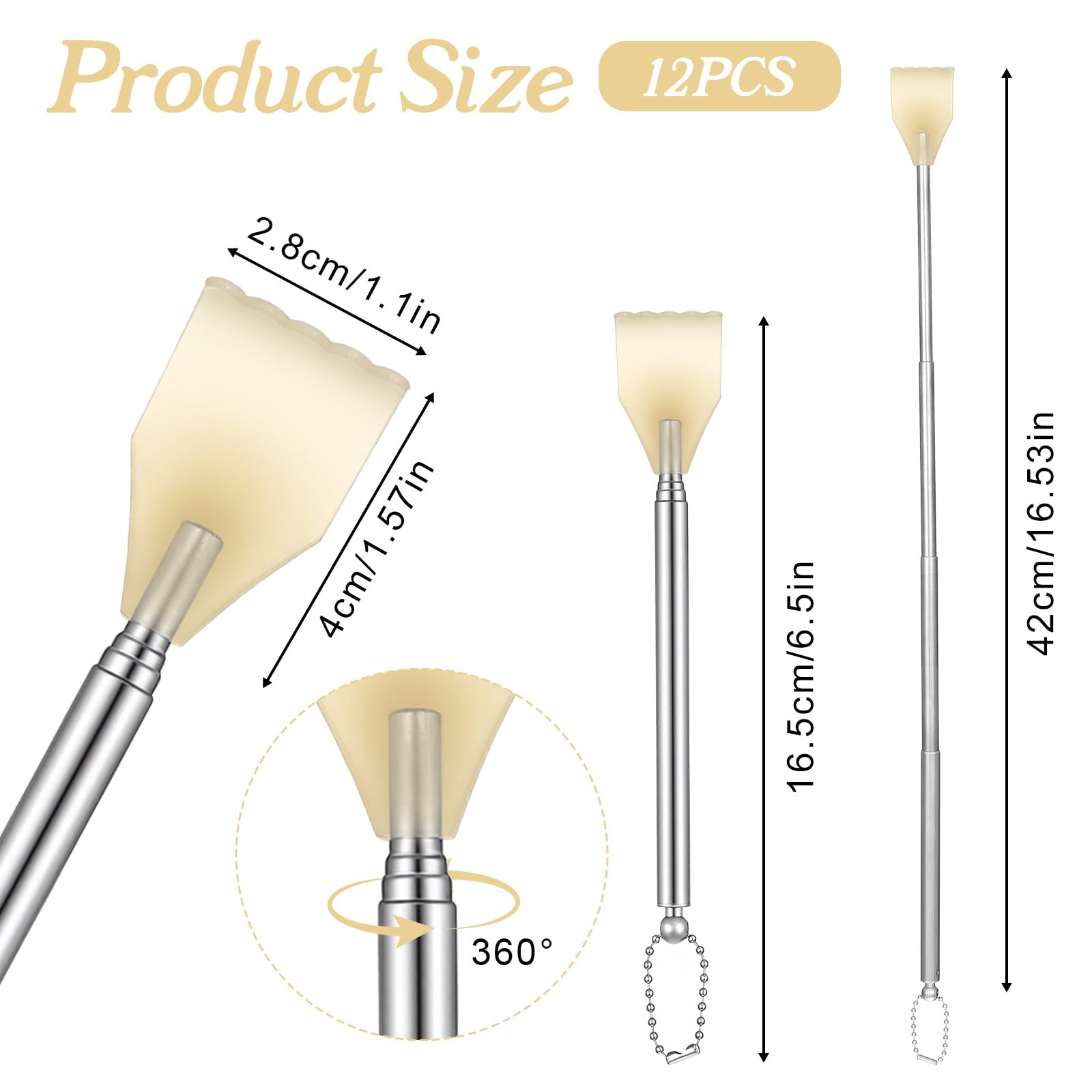 10 szt. wysuwany drapak do pleców, wysuwany 16,5 do 42 cm, metalowy drapak do pleców dla mężczyzn i kobiet, przenośne narzędzie łagodzące swędzenie