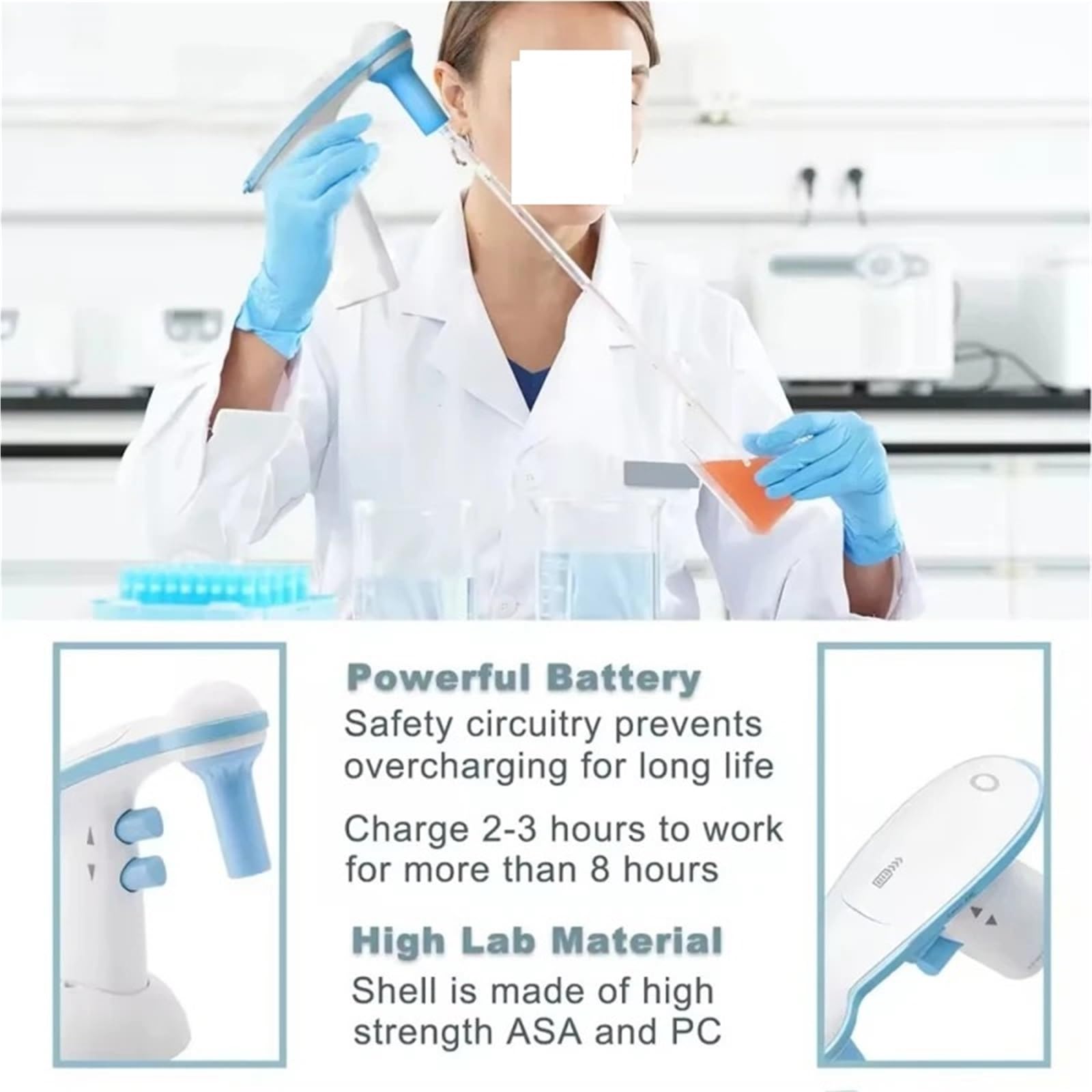Bomba de llenado de pipetas eléctrica de Gran Capacidad, 0,1-100 ml, pipeta automática de Gran Volumen, pipeta de Laboratorio