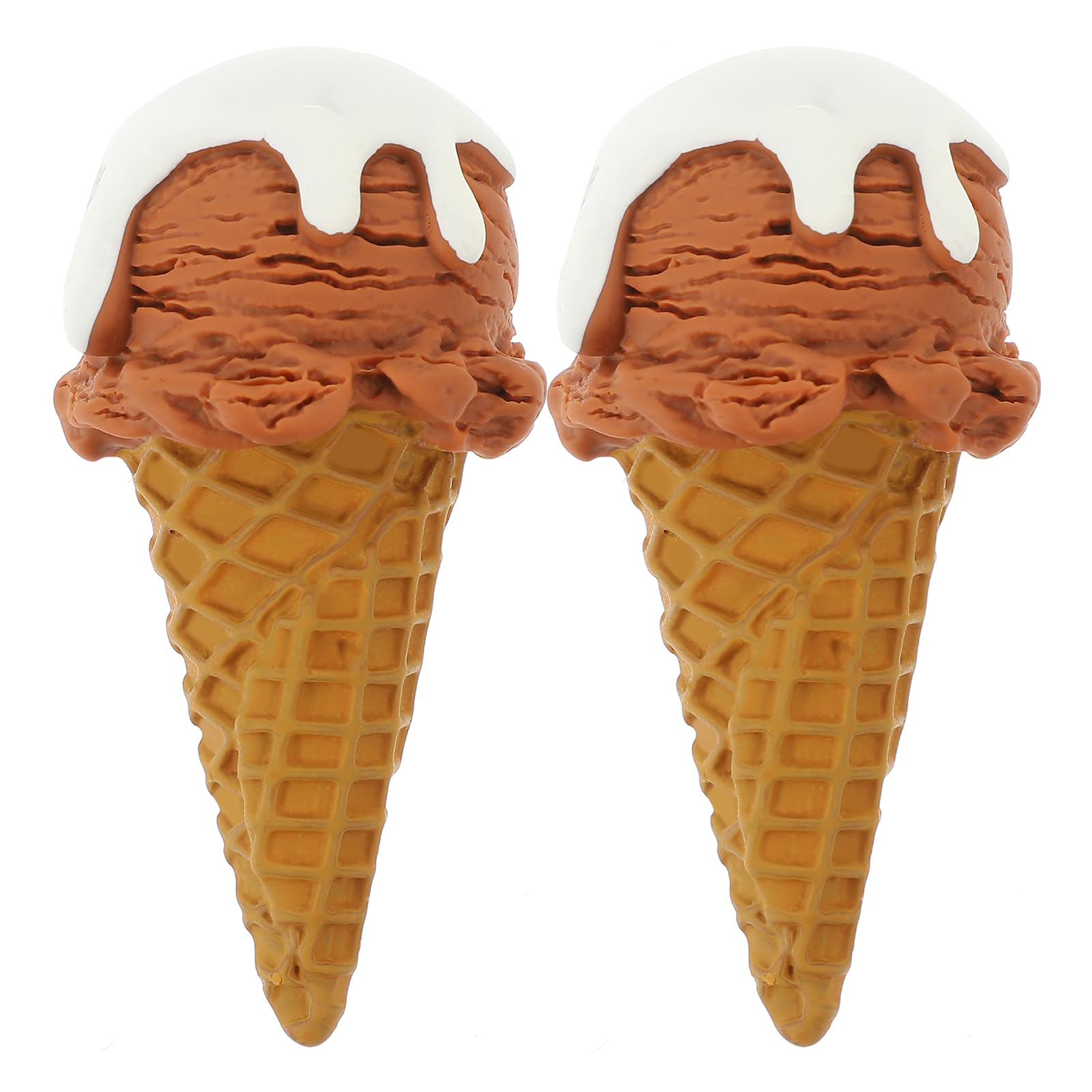 LOGOFUN 2Pcs Artificial Ice Creams Cone Simulation Ice Cream Fake Ice Cream Waffle Cone for Bakery Shop Window Display Photography Props - Coffoce