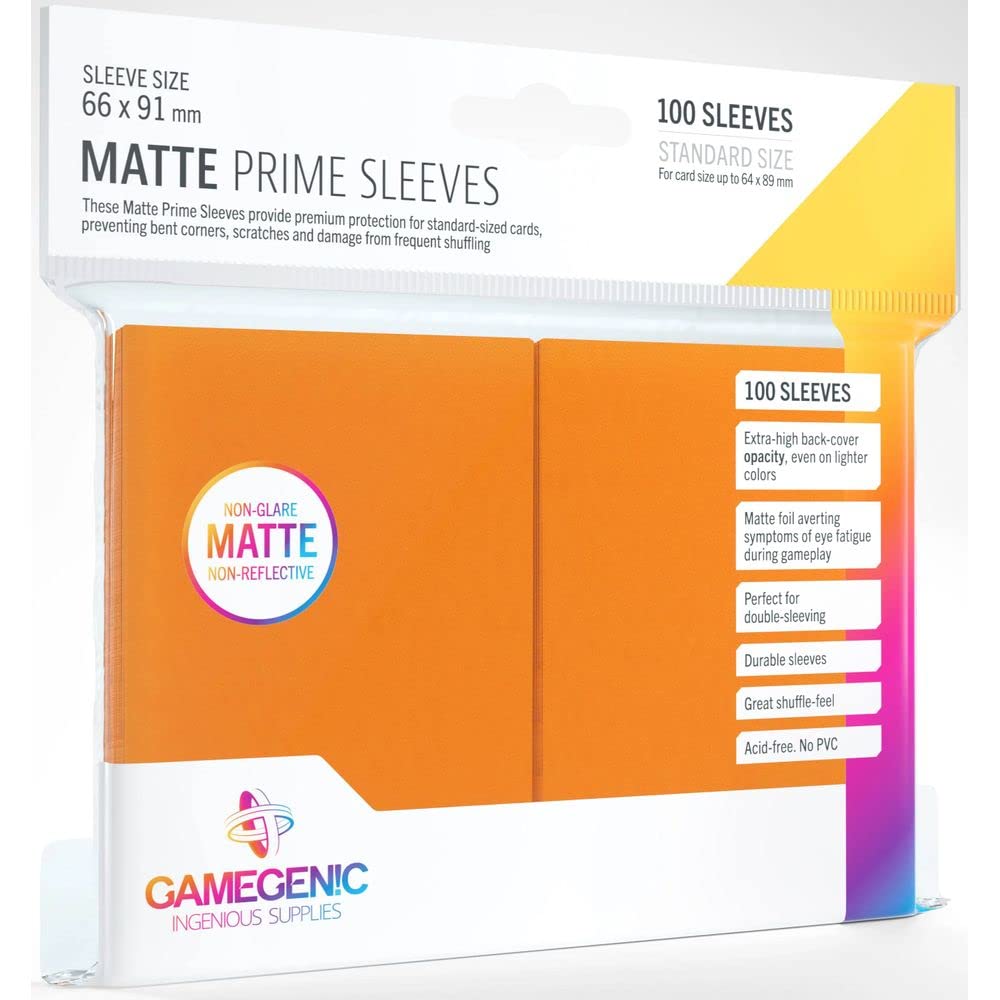 Gamegenic Card Sleeves – Matte Prime Orange 100 CT – MGT Card Sleeves are Smooth & Tough – Compatible with Pokemon, Yugioh, & MTG Magic The Gathering Card Sleeves