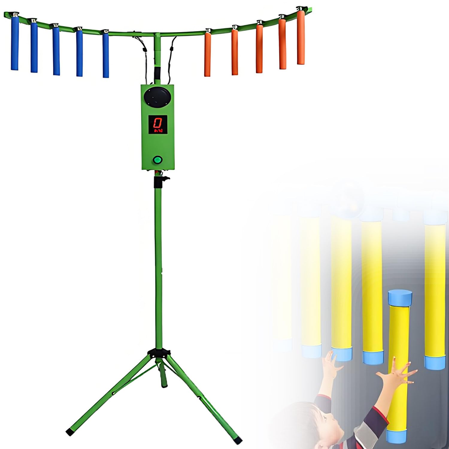 QuinteZhenTially Catch Stick Arcade Game Machine Party,Reflex Reaction Stick Game Machine,with 10 Sticks,Improve Focus & Hand Eye Coordination Training,for Parties,Family Nights & Commercial Green