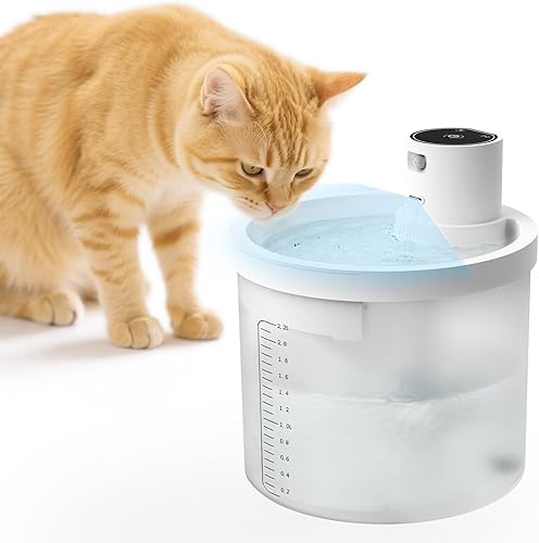 Miniatura 1 de Fuente de agua inalámbrica para gatos, funciona con batería de 4000 mAh, fuentes para gatos de 2.2 L77 onzas para beber, fuentes de agua