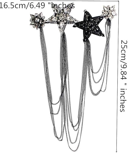 Miniatura 5 de Borla Cadena Fringe Rhinestone Bead Star Applique Parches Costura para Ropa Bolsas Sombrero Insignia Accesorios 1 pieza TH2077