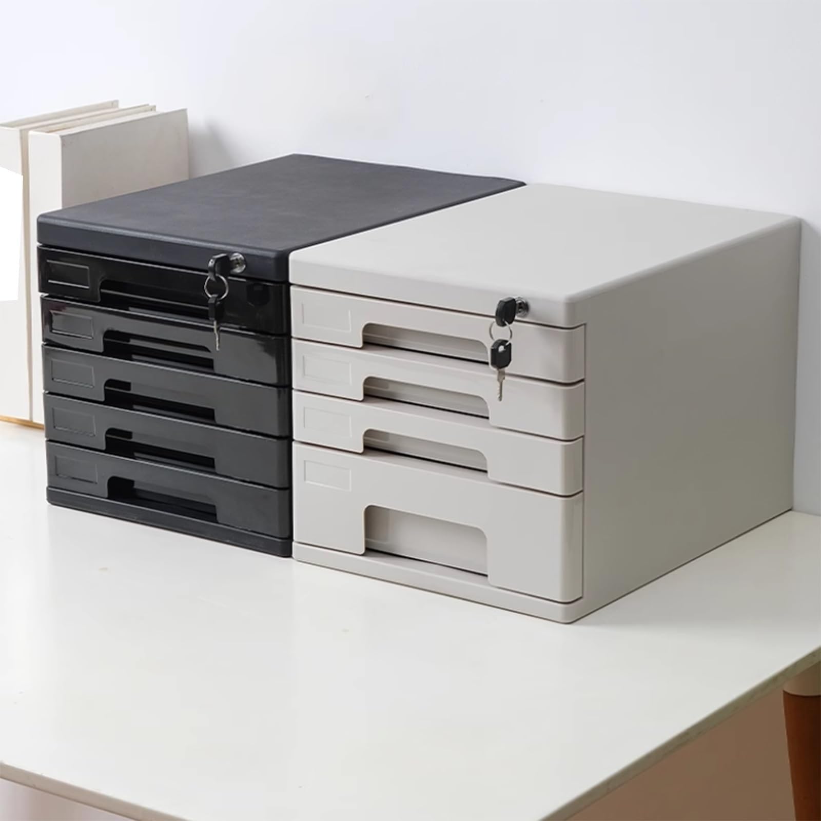 Archivador De Escritorio - Organizador De Archivos Con Cerradura Cajones, Archivador De Documentos A4 De 4/5 Niveles Para Oficina/hogar, Soporte Seguro Para Papel Y Artículos(Black,4-layers)