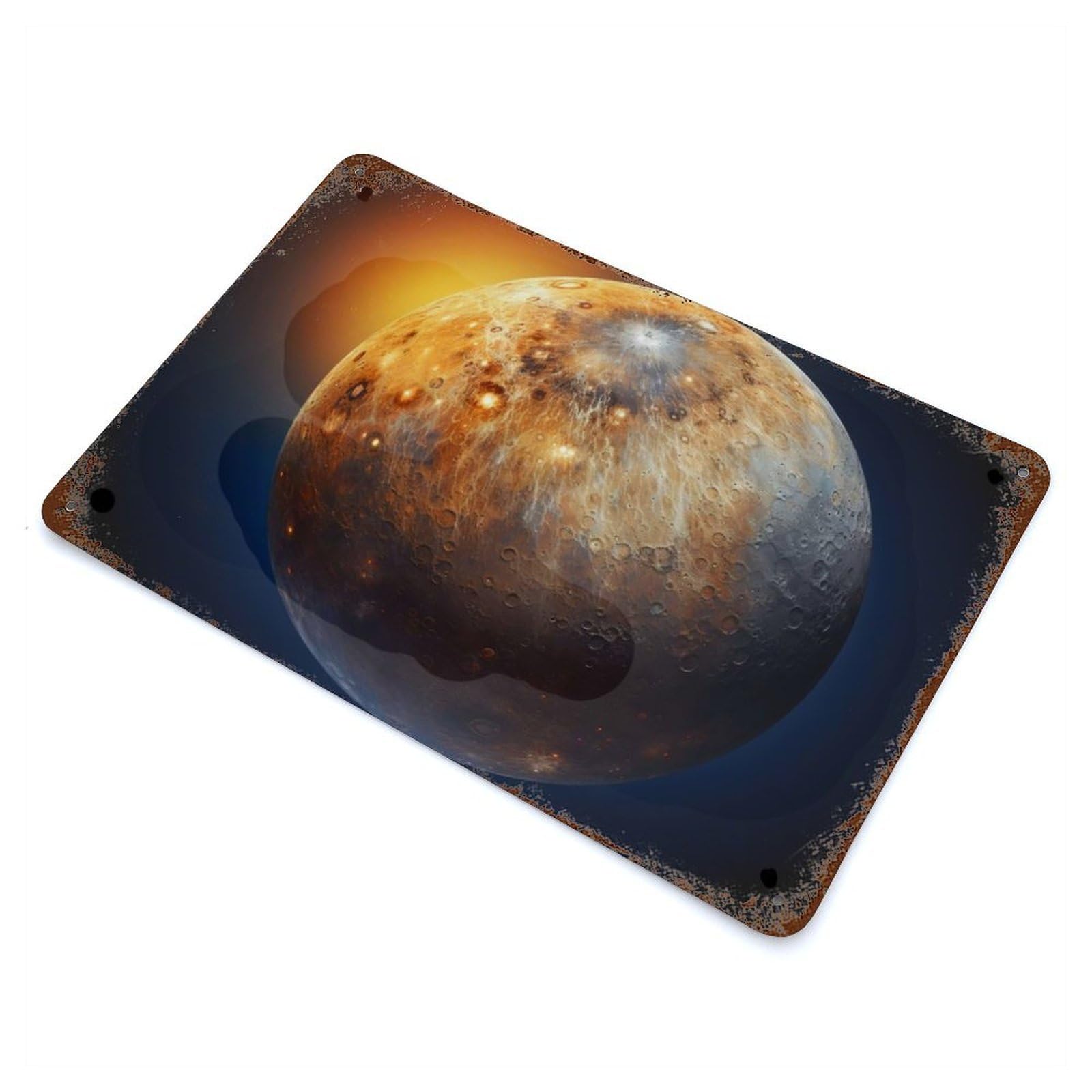 Decorative Tin Sign with Planet Venus Design 11.8"x7.9", for Basement, Hobby Room And Garage Decor, Rustic Home Decor