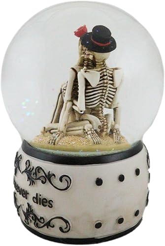 Miniatura 3 de Ebros Gift Día de los muertos El amor nunca muere besos franceses besándose recién casado esqueletos sentados en la playa de arena globo de agua con