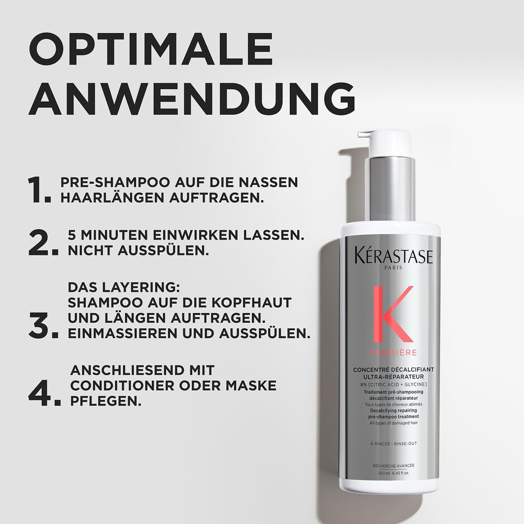 Kérastase Première Concentré Décalcifiant Ultra-Réparateur Hair Treatment, Reparierendes und kalziumreduzierendes Pre-Shampoo, Mit Zitronensäure und Glycin