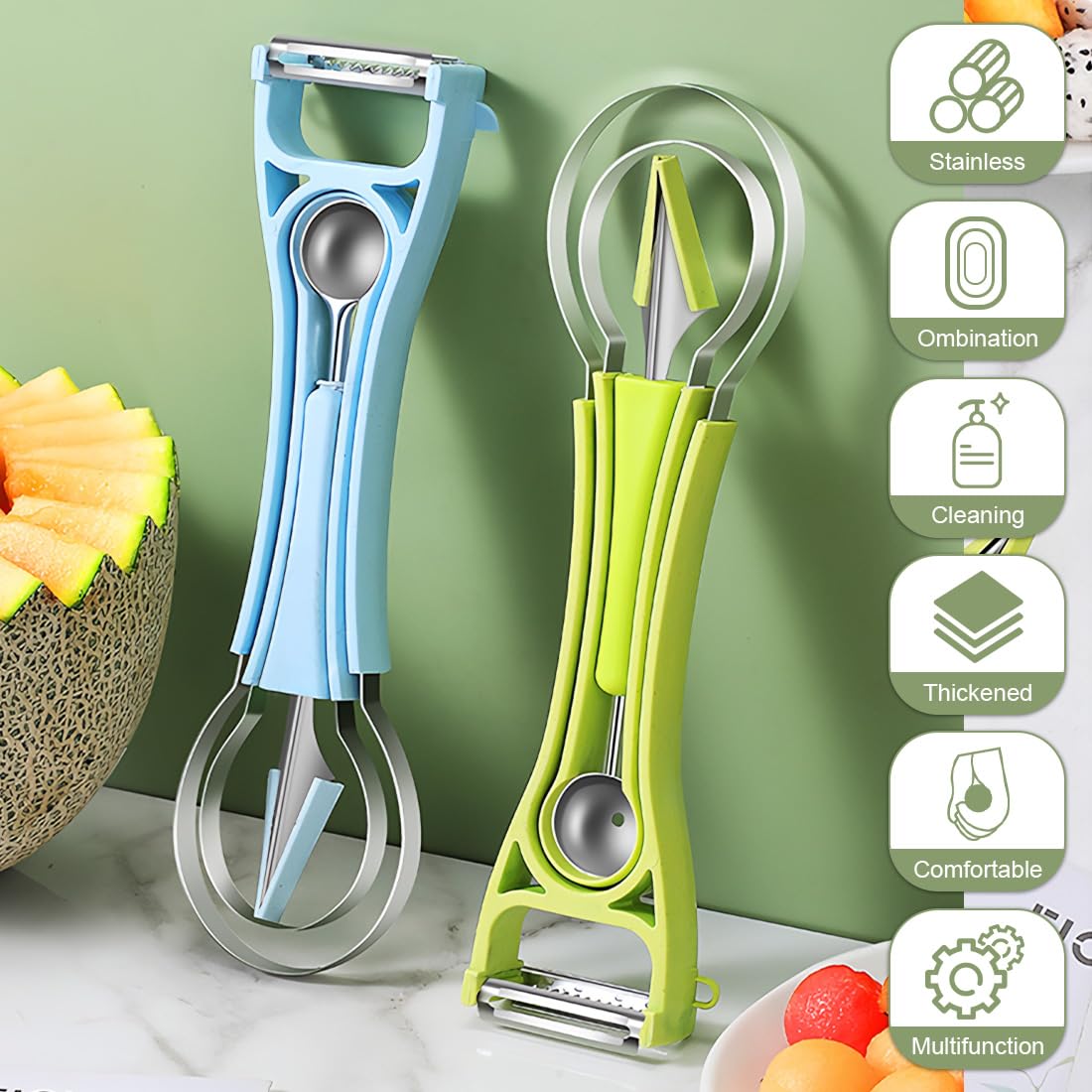 Cuillère à Glace En Acier Inoxydable, Coupe-melon, Cuillère De Cuisine Pour Outils De Sculpture De Fruits Et De Salades Fr