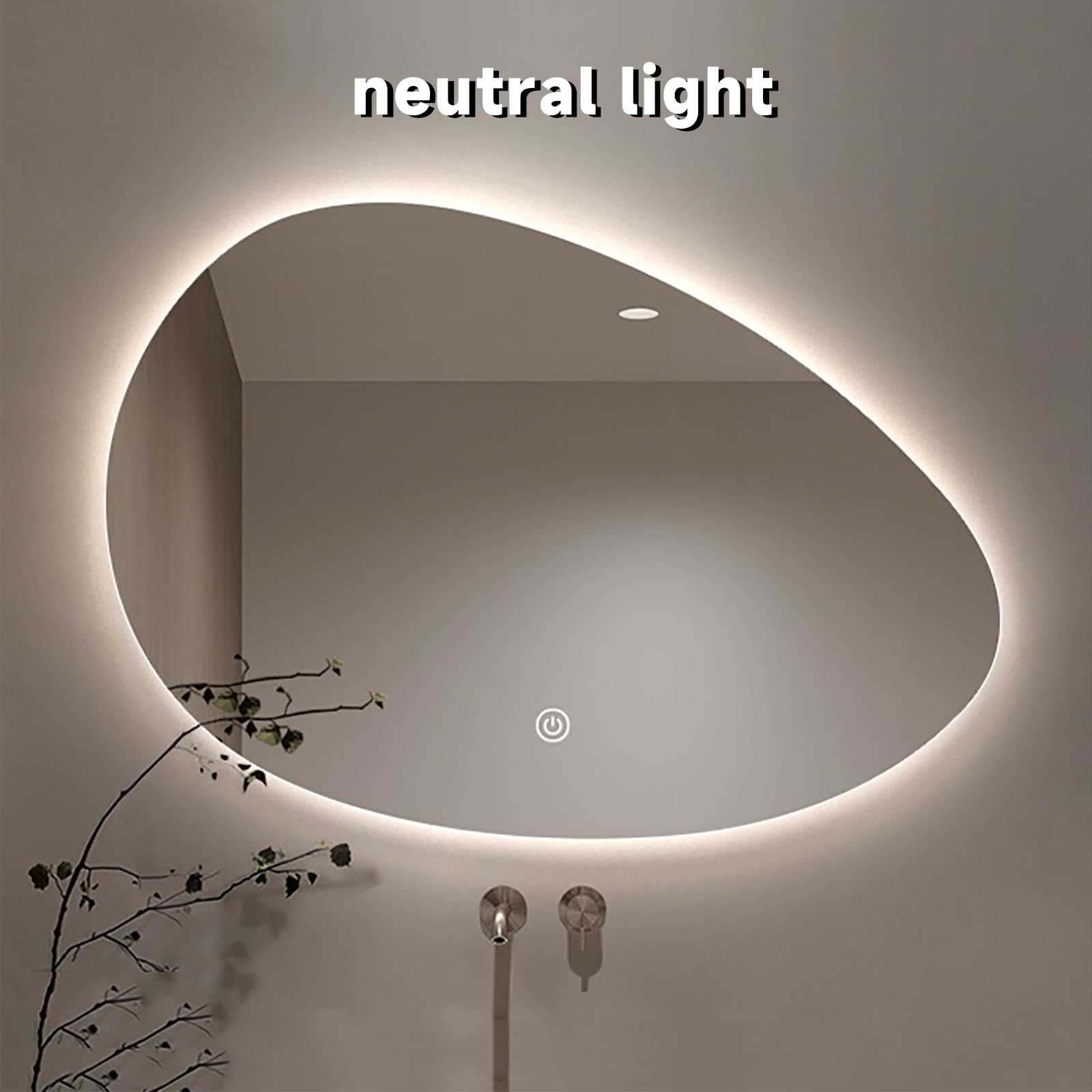 Specchio Espejo de baño ovalado con iluminación LED, regulable en 3 colores, retroiluminado, 50 x 70 cm/60 x 80 cm, espejo de maquillaje de pared asimétrico grande con iluminación a prueba de exp