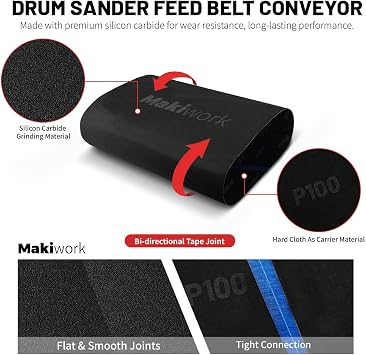 Drum Sander Feed Belt Conveyor - Compatible with Grizzly 18 G0458 Drum Sander, Silicone Carbide, 18 x 44-1/2, 100 Grit
