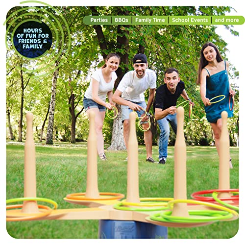 Ring Toss Game for Kids - 360° Spin Revolution - Outdoor Backyard Party Game for The Whole Family - Camping Games for Kids Teens & Adults Ages 6+ Fun Toys for Yard, Summer Picnic or Beach Activities - Thumbnail 5