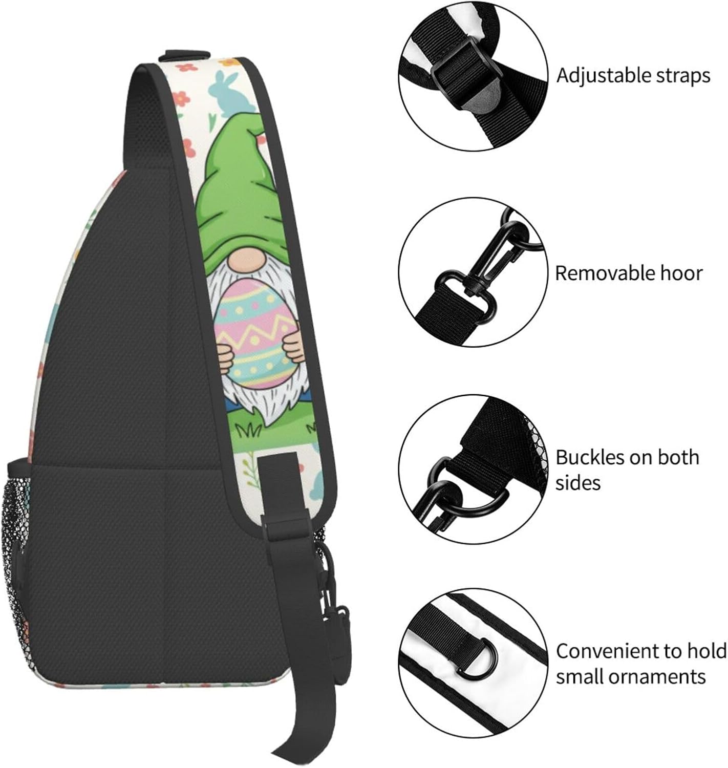 Easter Gnome Sling Bag For Women Men, Adjustable Easter Crossbody Shoulder Backpack Spring Holiday Chest Bag For Travel Hiking Casual Sport Daypack - Image 5