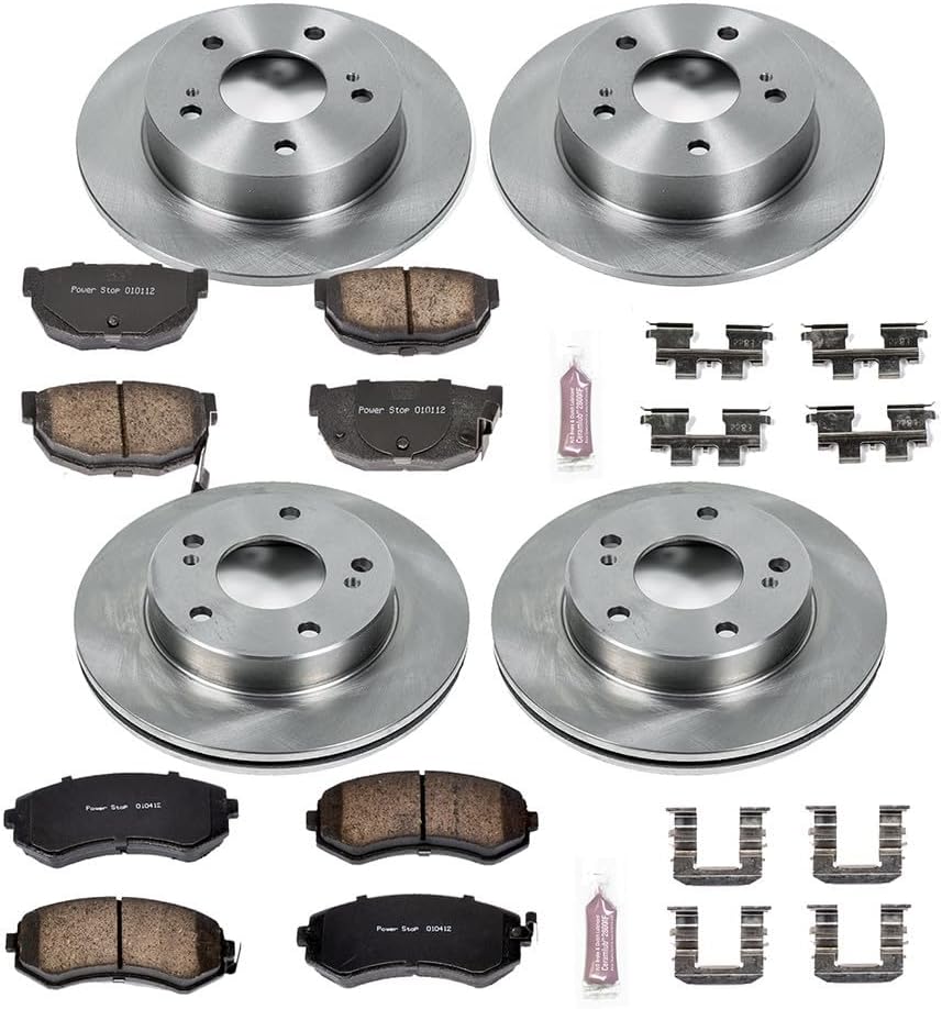 PowerStop Front and Rear Brake Kit For Nissan 240SX 1994-96 - Disc Rotors & Ceramic Brake Pads Replacement, KOE755