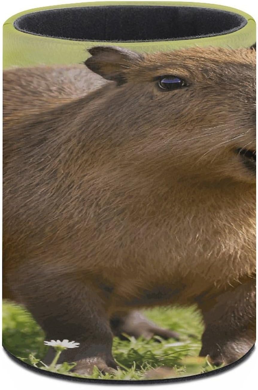Funny Capybara Round PU Leather Pen Holder Cup image 3