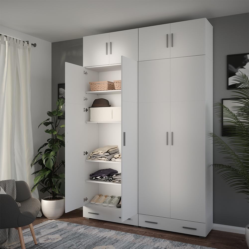Vicco Aufsatzmodul Ingo, Weiß, 80 x 40 cm mit 2 Türen, zur Erweiterung von Mehrzweckschränken geeignet