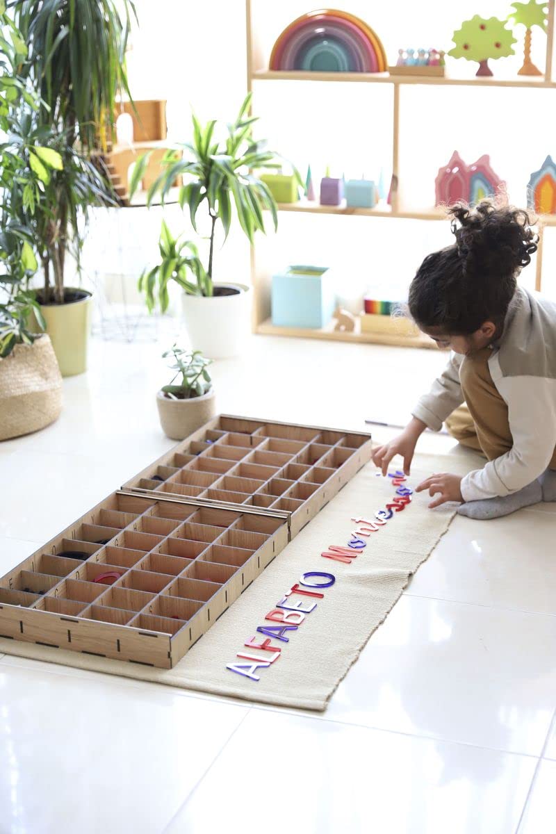 Alfabeto Montessori – Materiale Educativo per Imparare a Leggere e Scrivere | Lettere Trasparenti per Tavolo Luminoso | Sviluppo della Motricità Fine e Coordinazione Occhio-Mano