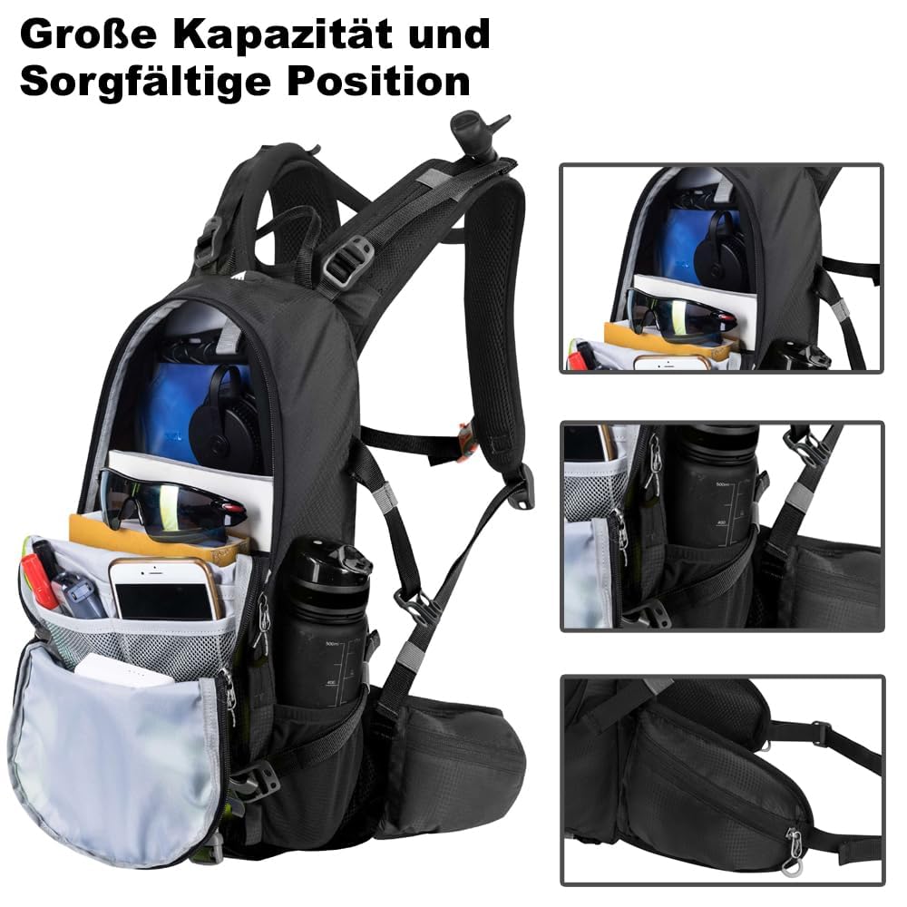 toptrek Fahrradrucksack Wasserdicht 20L,Ultraleicht Rucksack für Damen & Herren,Fahrrad Rucksack mit Regenschutz und Helmabdeckung,Rucksäcke Mountainike MTB