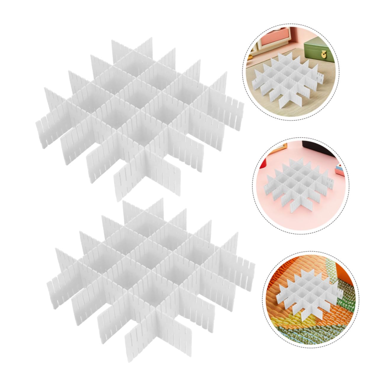 Mobestech 16 Pezzi Divisori Regolabili per Plastica Bianco Opaco Organizer Griglia per Biancheria Calze Sciarpe e Cosmetici Separatore e Facile da Personalizzare