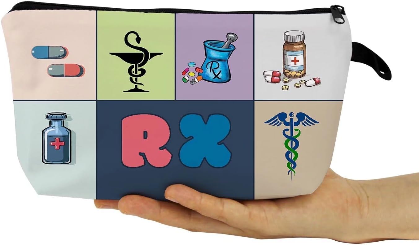 RX Present RX Cosmetic Bag Pharmacist Organizer Bag with Zipper Pharmacy Makeup Bag Graduation Present for Pharmacists Women - Image 4