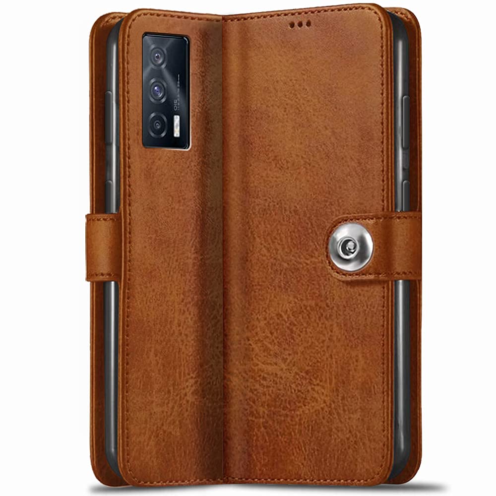 TheGiftKart Genuine Leather Finish for iQOO 7 5G Flip Back Cover | Inbuilt Pockets & Stand | Wallet Style | Designer Button Magnet Flip Cover Back Case for iQOO 7 5G (Brown) (B093WTK65Z) Amazon Price History, Amazon Price Tracker