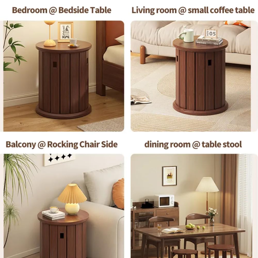 Taburetes de bambú apilables 4 en 1, Redondos y sin Respaldo de 45 cm de Altura, sillas Modernas apilables, Taburete de Madera para Sala de Estar, Entrada y Comedor.