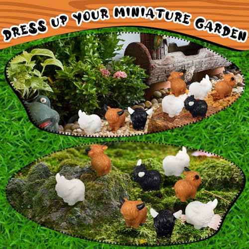 60 Figuras Mini Vaca Highland de Resina miniatura 6