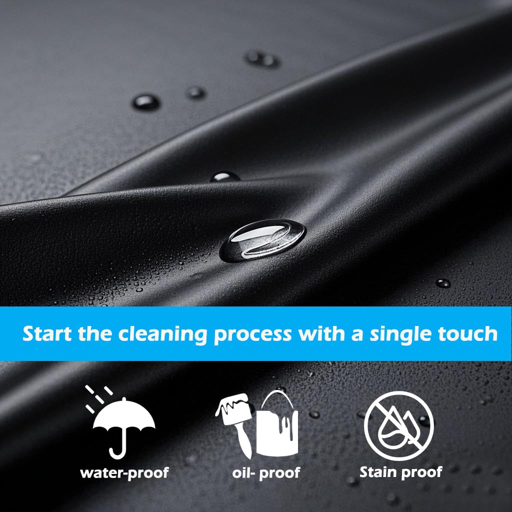 juningxin 2-piece waterproof rubber vinyl apron 36.6 inch for dishwasher lab butcher cooking kitchen black men/women chef apron heavy duty chemical work extra long grill with adjustable bib