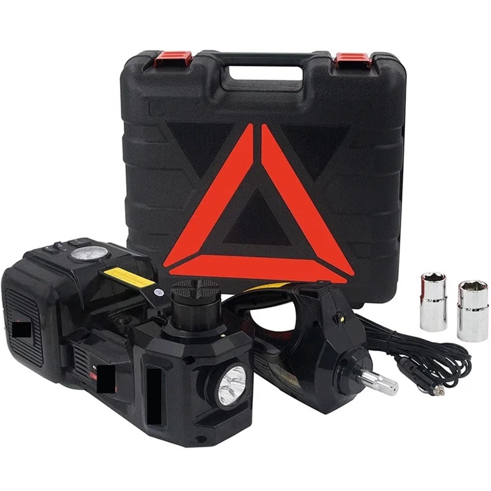JVDDI Hydraulic Jack 12V 3 In 1 Electric Car Jack Kit 5Ton Hydraulic With Impact Wrench Compressor LED Light Portable Lift Tool For for Vehicle SUV Van Truck Repair(Nero)