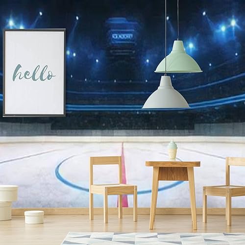 Miniatura 7 de Murales de pared 3D removibles para despegar y pegar, calcomanías modernas, pista de hockey sobre hielo, iluminada para interiores con abanicos,