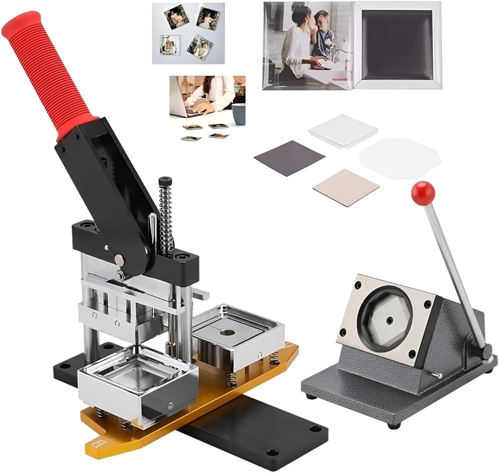 Photo Magnet Machine - Fridge Magnet Maker with Consumables and Paper Cutter - Includes Button Badge Maker,1000pcsConsumables