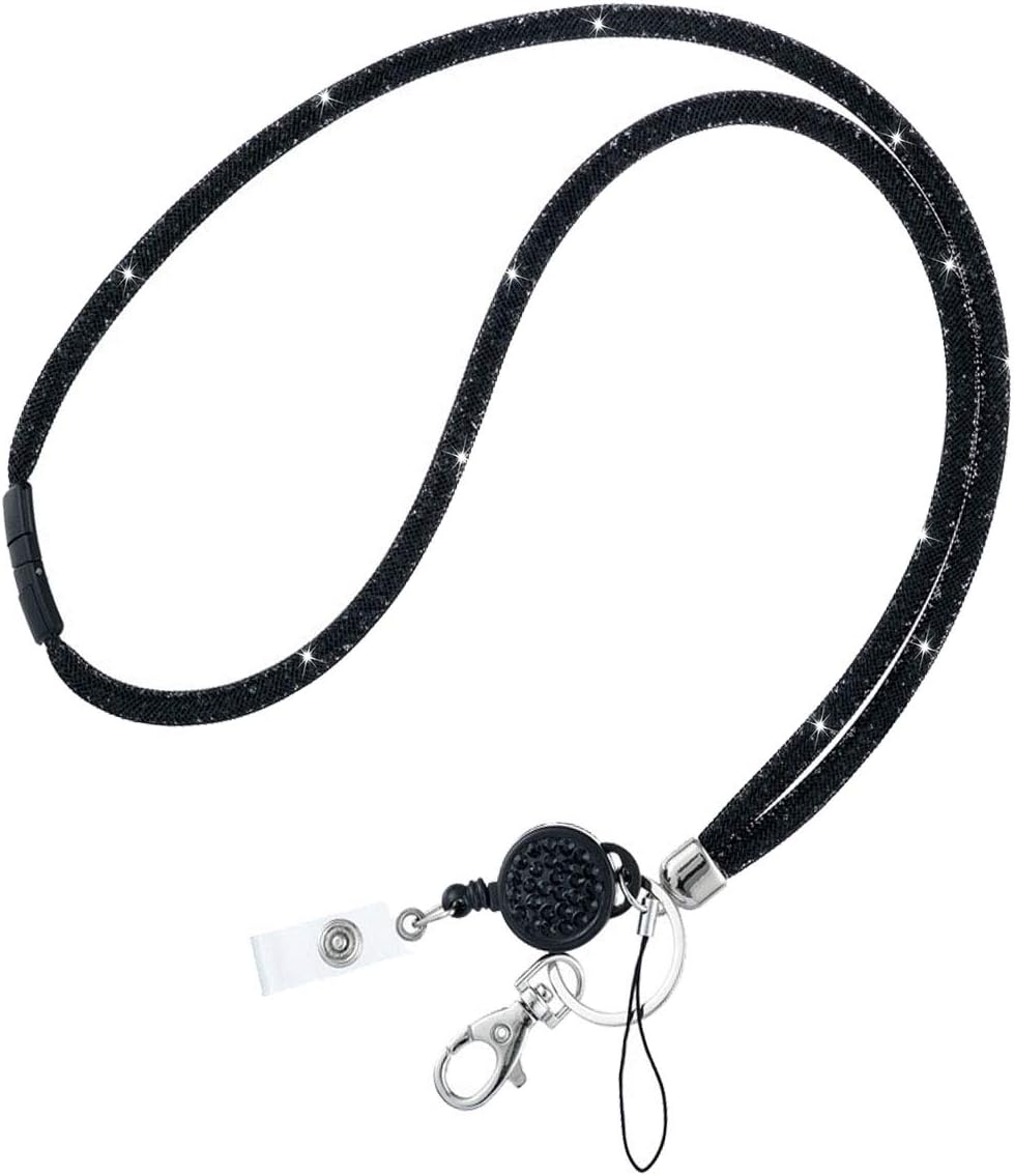 Bling Crystal Badge Lanyard with Breakaway Clasp 4 in 1 Function Mesh Lanyard