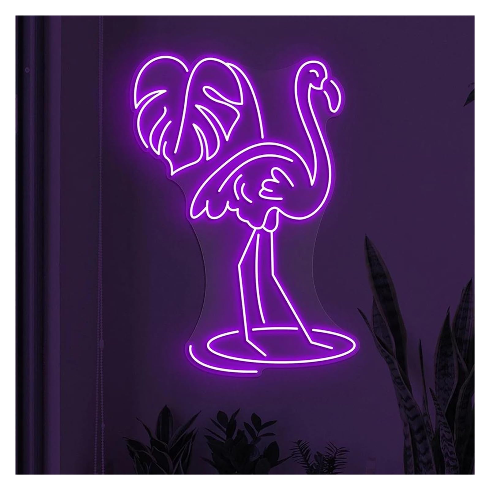 Shouxi F Sign Lamp Lamingo With Lea Neon Sign Birds Shop Wall Decor Beach Decoration(,55Cm)