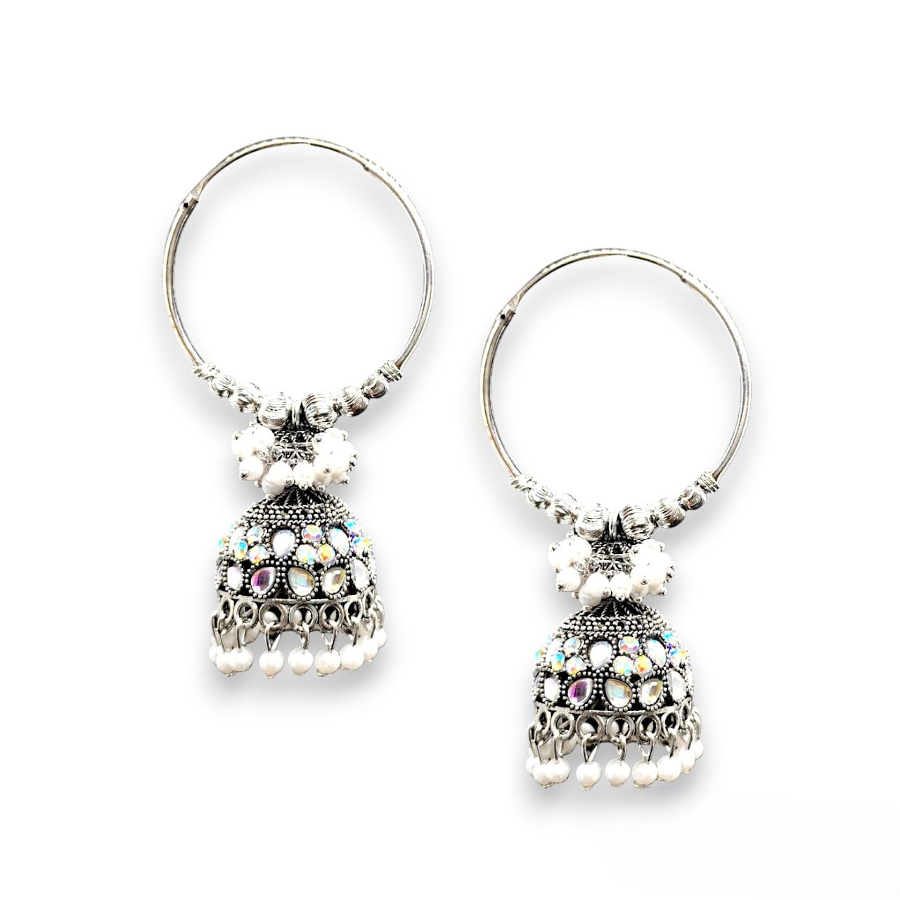 Elleva Wedding Earrings for Women Jhumka Traditional for Girls | Silver Jhumka Earrings Set, Pack of 1 (B0D9KHTPMC) Amazon Price History, Amazon Price Tracker