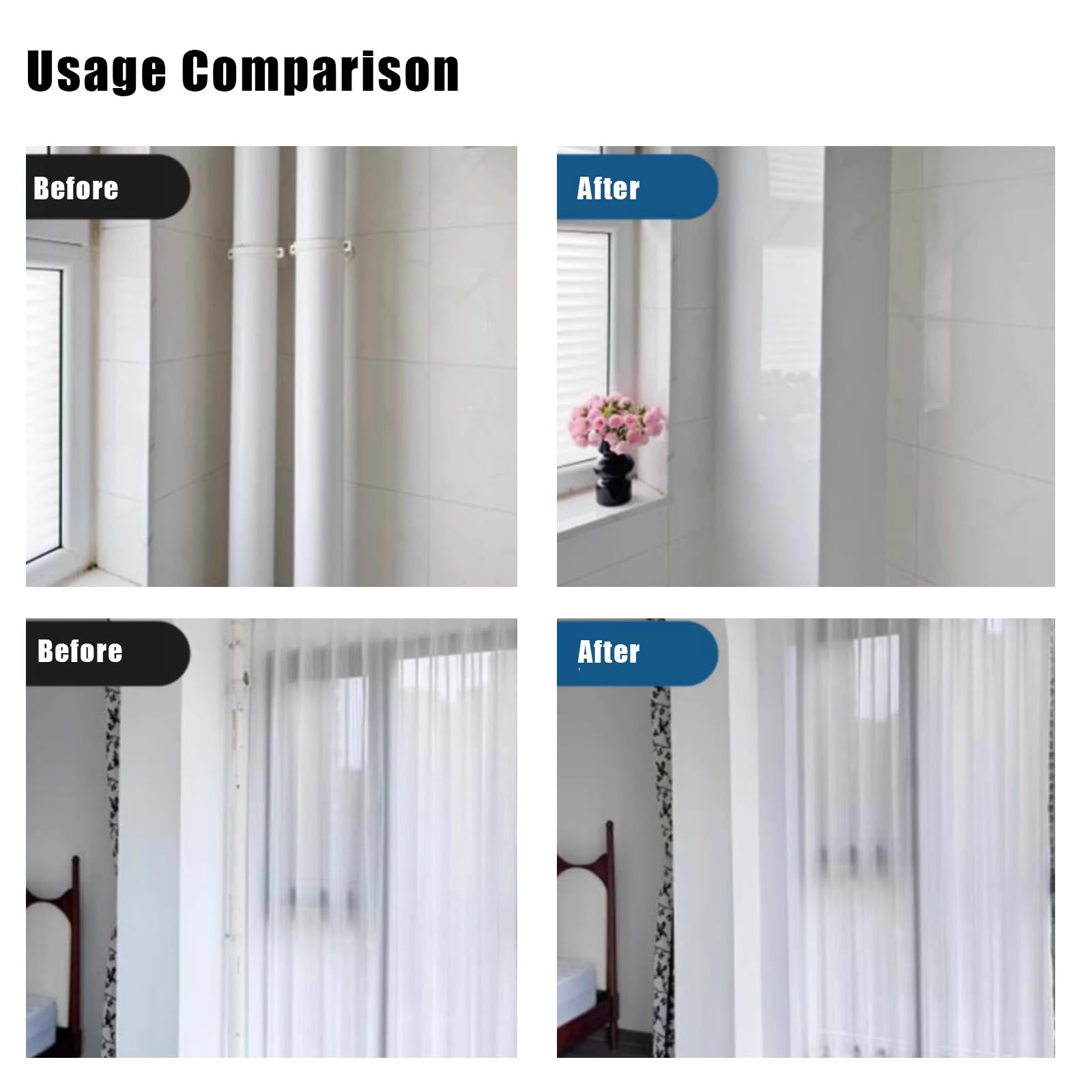 Copertura per tubi a forma di U, kit di recinzione per tubi, canalina per tubo da parete, nasconditore per tubazioni per interni, bagno, 90 x 15 x 15 cm